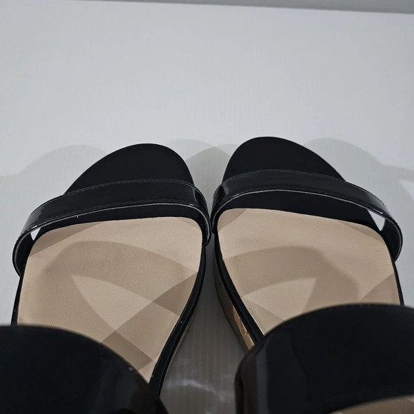 NEW Stuart Weitzman Boardwalk 65 Sandal Size 8.5 Black Patent Platform Wedge - Picture 10 of 13